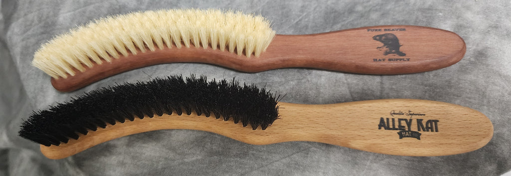 Group of Hat Brushes showing exotic wood handles and boar bristles