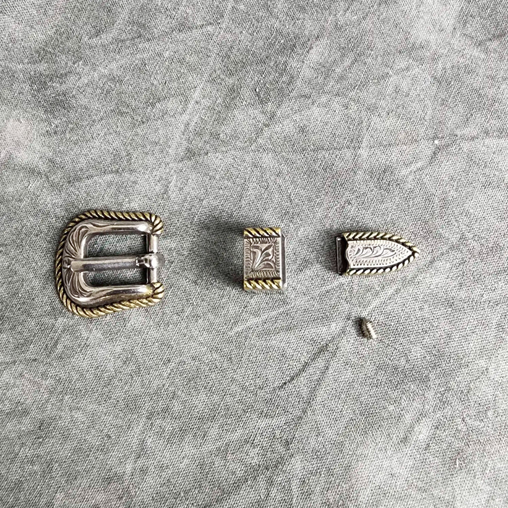 Hat Buckle Set, Silver and gold rope detail, for 3/8 inch hatband