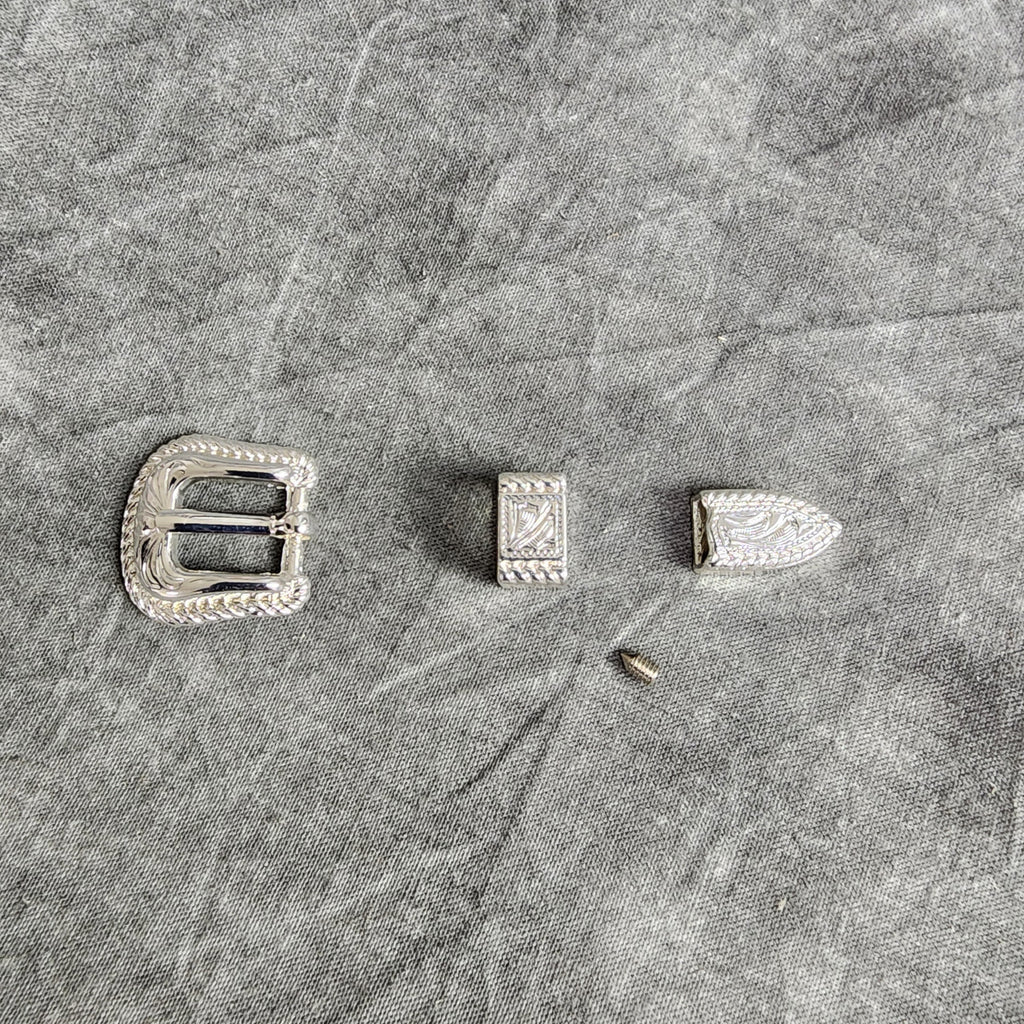 Hat Buckle Set, Silver, for 3/8 inch hatband,