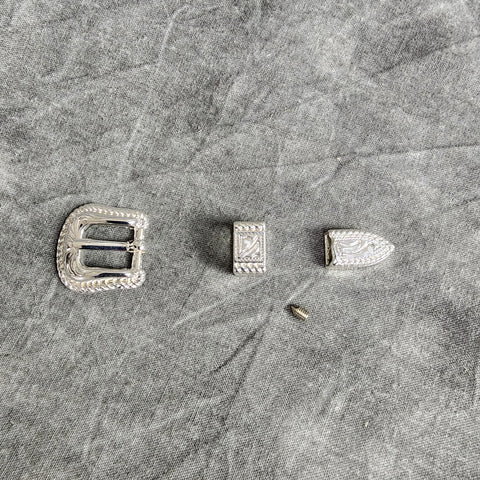 Hat Buckle Set, Silver, for 3/8 inch hatband,