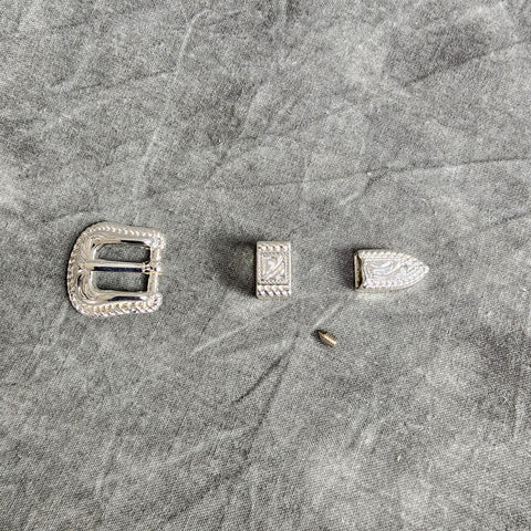 Hat Buckle Set, Silver, 3/8 inch wide, for leather or felt self hatband