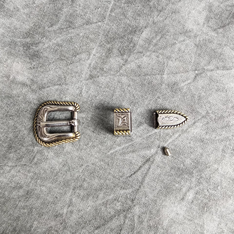 Hat Buckle Set, Silver & Gold, 3/8 inch wide, for leather or felt self hatband