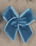 French Blue color example of Vintage Velvet Back Bows : rare
